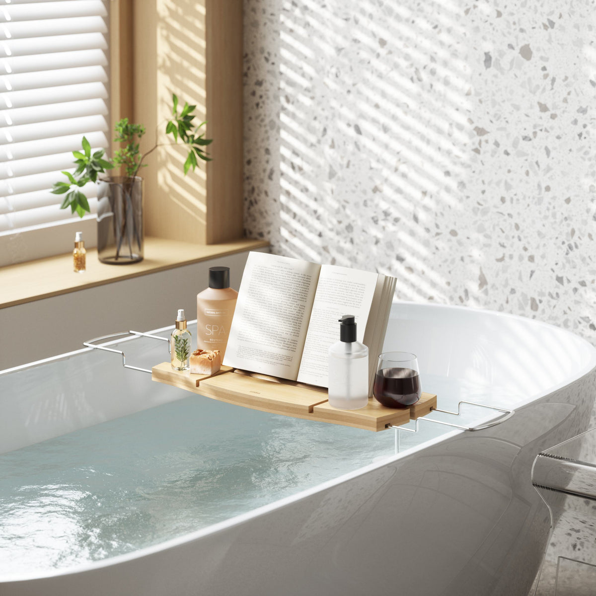 Umbra Aquala bathtub tray natural