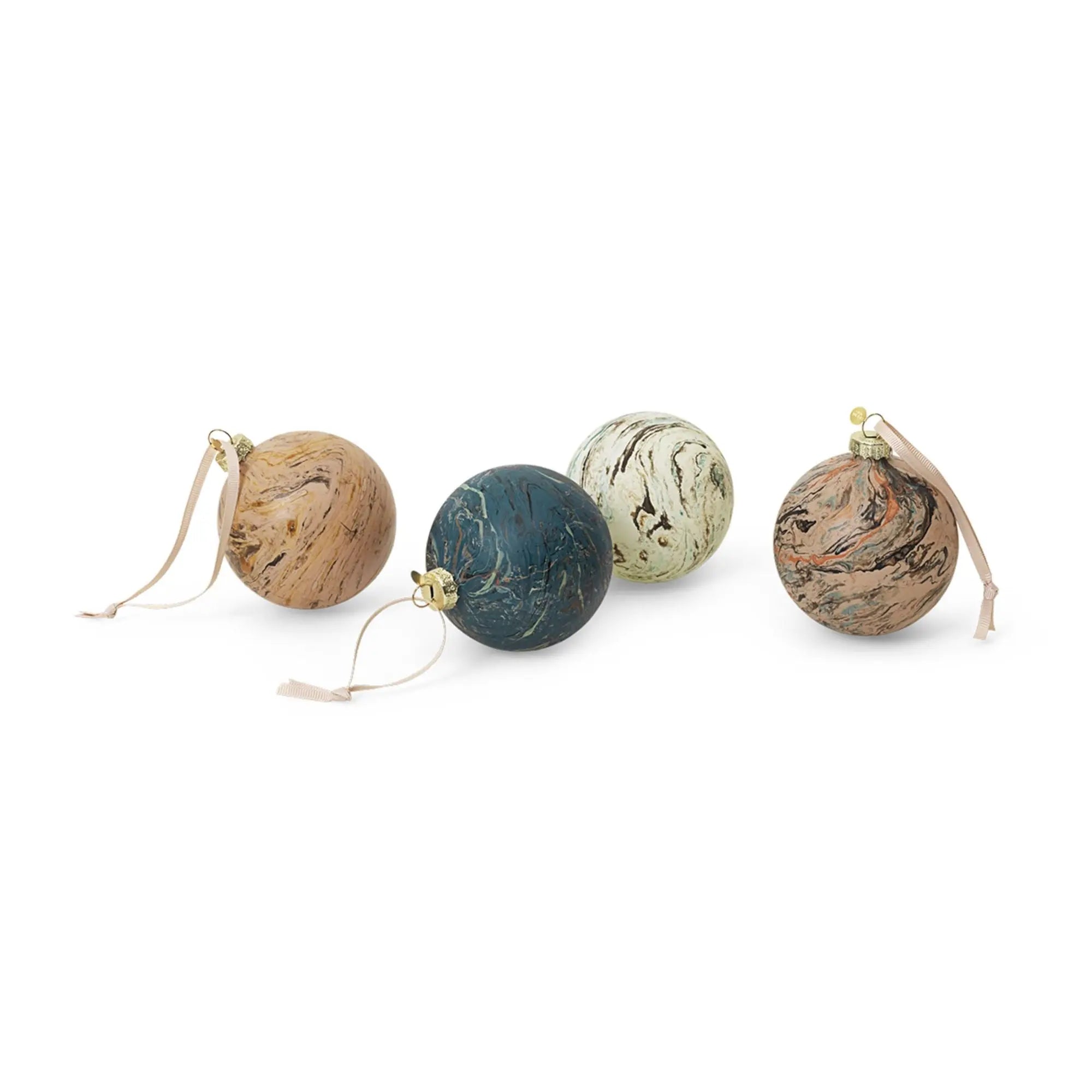 Ferm Living Marble Baubles M joulupallo 4kpl mixed Ferm Living