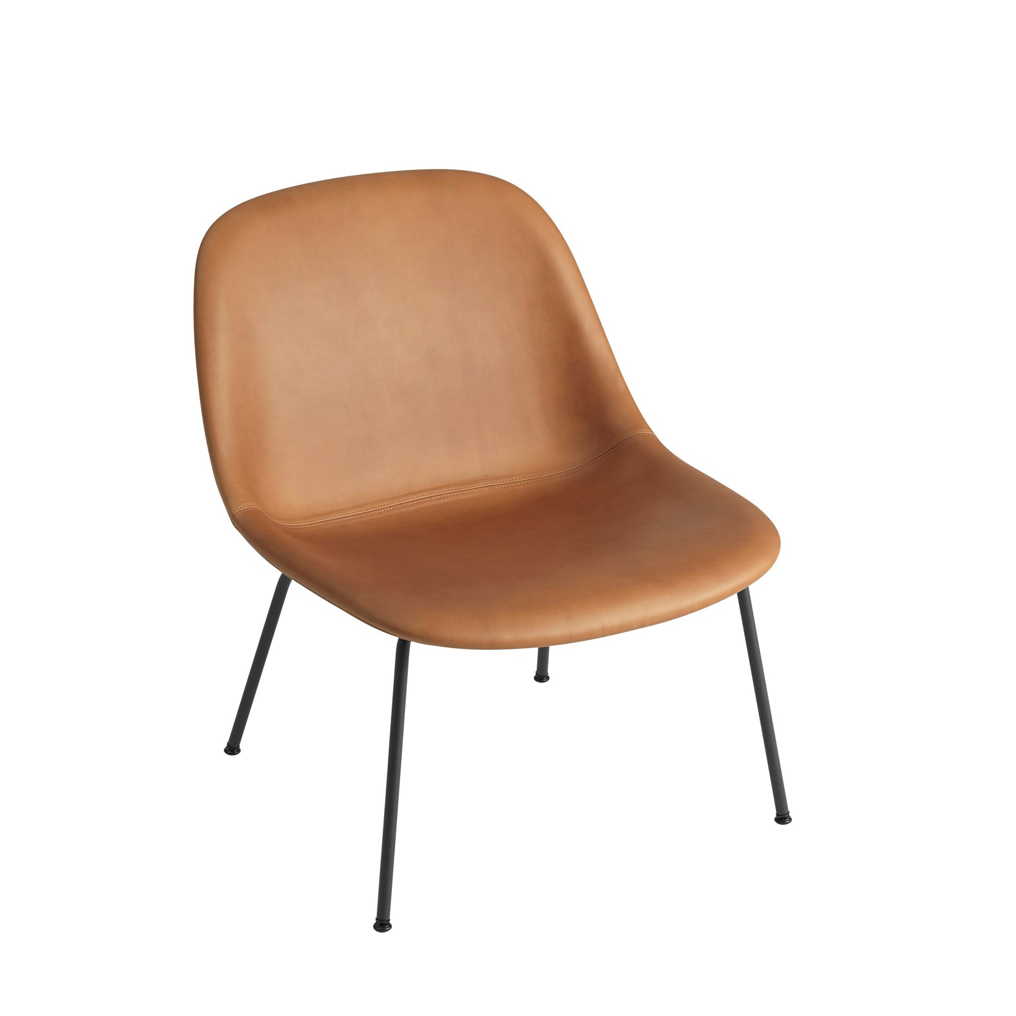 Muuto Fiber lounge tuoli, teräsjalat, cognac/musta - Laatukaluste