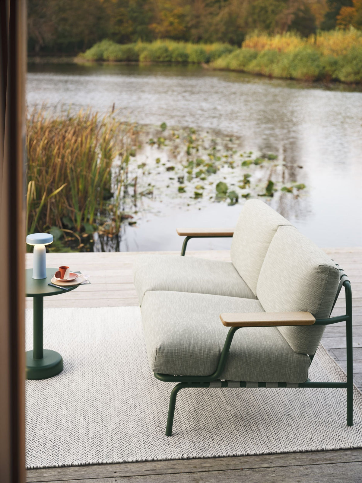 Muuto Settle 2-ist. sohva Ribbed Weave 2/tummanvihreä Muuto